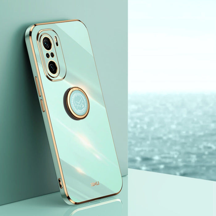 XINLI Straight 6D Plating Gold Edge TPU Estuche a prueba de golpes con soporte para anillo, For Xiaomi Redmi K30, For Xiaomi Redmi K40, For Xiaomi Redmi Note 8 Pro, For Xiaomi Redmi Note 9 4G, For Xiaomi Redmi Note 9 5G, For Xiaomi Redmi Note 9S       ...