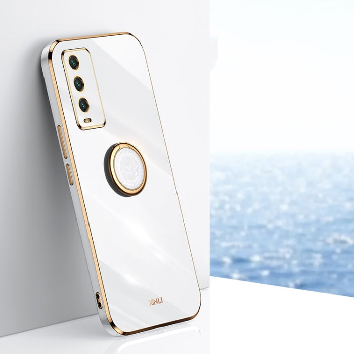 XINLI Straight 6D Plating Gold Edge TPU Estuche a prueba de golpes con soporte para anillo, For Xiaomi Redmi K30, For Xiaomi Redmi K40, For Xiaomi Redmi Note 8 Pro, For Xiaomi Redmi Note 9 4G, For Xiaomi Redmi Note 9 5G, For Xiaomi Redmi Note 9S       ...
