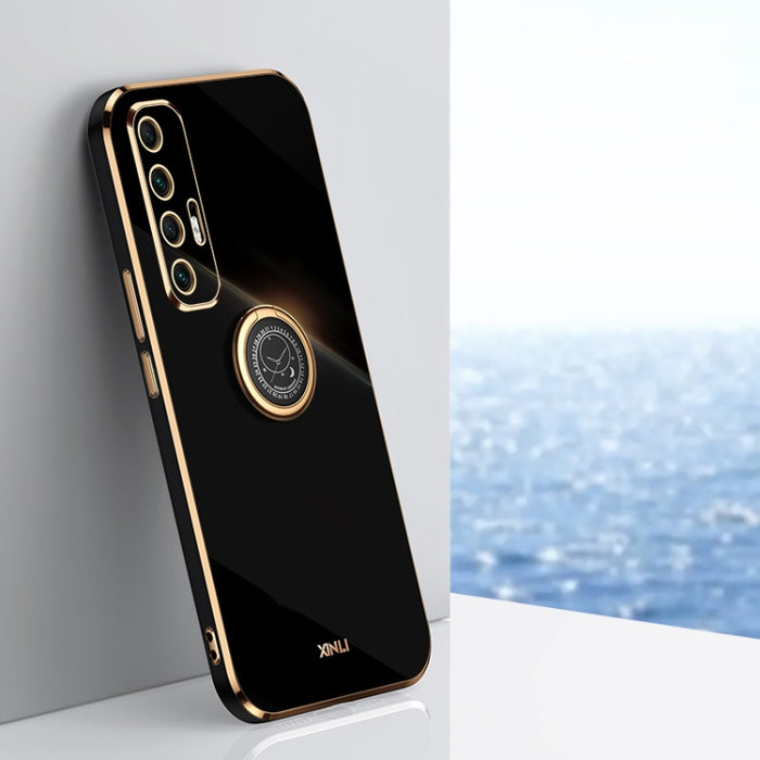 XINLI Straight 6D Plating Gold Edge TPU Estuche a prueba de golpes con soporte para anillo, For Xiaomi Redmi K30, For Xiaomi Redmi K40, For Xiaomi Redmi Note 8 Pro, For Xiaomi Redmi Note 9 4G, For Xiaomi Redmi Note 9 5G, For Xiaomi Redmi Note 9S       ...