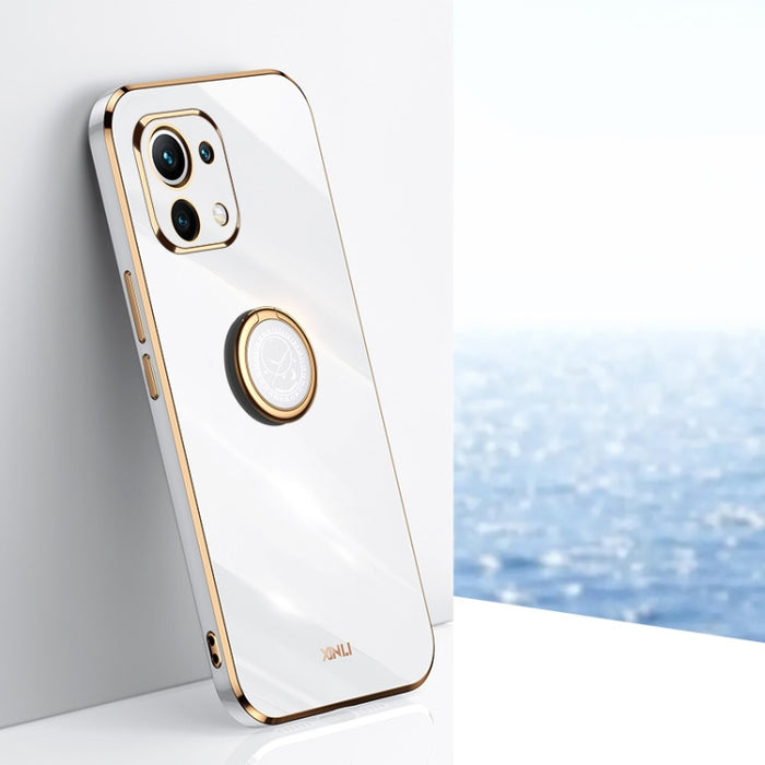 XINLI Straight 6D Plating Gold Edge TPU Estuche a prueba de golpes con soporte para anillo, For Xiaomi Redmi K30, For Xiaomi Redmi K40, For Xiaomi Redmi Note 8 Pro, For Xiaomi Redmi Note 9 4G, For Xiaomi Redmi Note 9 5G, For Xiaomi Redmi Note 9S       ...