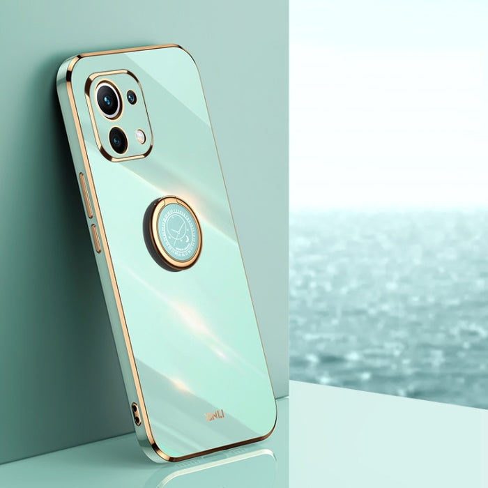 XINLI Straight 6D Plating Gold Edge TPU Estuche a prueba de golpes con soporte para anillo, For Xiaomi Redmi K30, For Xiaomi Redmi K40, For Xiaomi Redmi Note 8 Pro, For Xiaomi Redmi Note 9 4G, For Xiaomi Redmi Note 9 5G, For Xiaomi Redmi Note 9S       ...