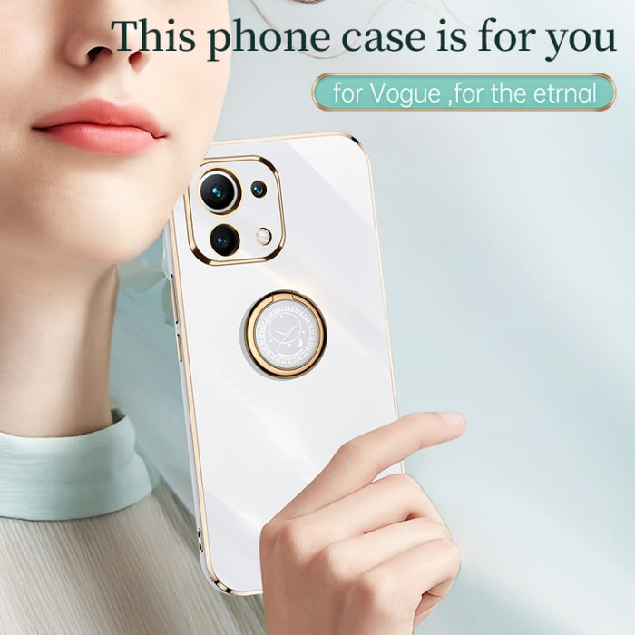XINLI Straight 6D Plating Gold Edge TPU Estuche a prueba de golpes con soporte para anillo, For Xiaomi Mi 11 Lite, For Xiaomi Redmi K30 Pro