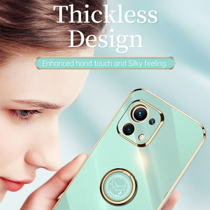 XINLI Straight 6D Plating Gold Edge TPU Estuche a prueba de golpes con soporte para anillo, For Xiaomi Mi 11 Lite, For Xiaomi Redmi K30 Pro