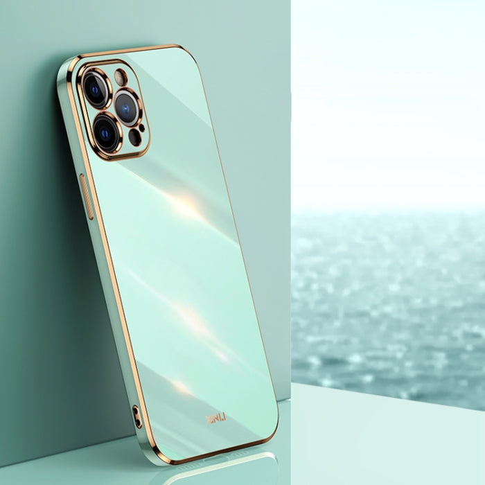 XINLI Straight 6D Plating Gold Edge TPU Estuche a prueba de golpes, For iPhone 6 / 6s, For iPhone 6 Plus / 6s Plus, For iPhone SE 2022 / SE 2020 / 8 / 7, For iPhone 11, For iPhone 11 Pro, For iPhone 11 Pro Max, For iPhone 12, For iPhone 12 mini        ...