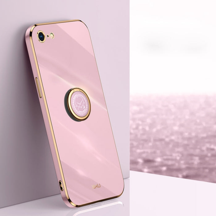 XINLI Straight 6D Plating Gold Edge TPU Estuche a prueba de golpes con soporte para anillo, For iPhone 6 / 6s, For iPhone 6 Plus / 6s Plus, For iPhone 8 Plus / 7 Plus, For iPhone SE 2022 / SE 2020 / 8 / 7, For iPhone 11, For iPhone 11 Pro              ...