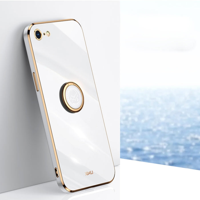 XINLI Straight 6D Plating Gold Edge TPU Estuche a prueba de golpes con soporte para anillo, For iPhone 6 / 6s, For iPhone 6 Plus / 6s Plus, For iPhone 8 Plus / 7 Plus, For iPhone SE 2022 / SE 2020 / 8 / 7, For iPhone 11, For iPhone 11 Pro              ...