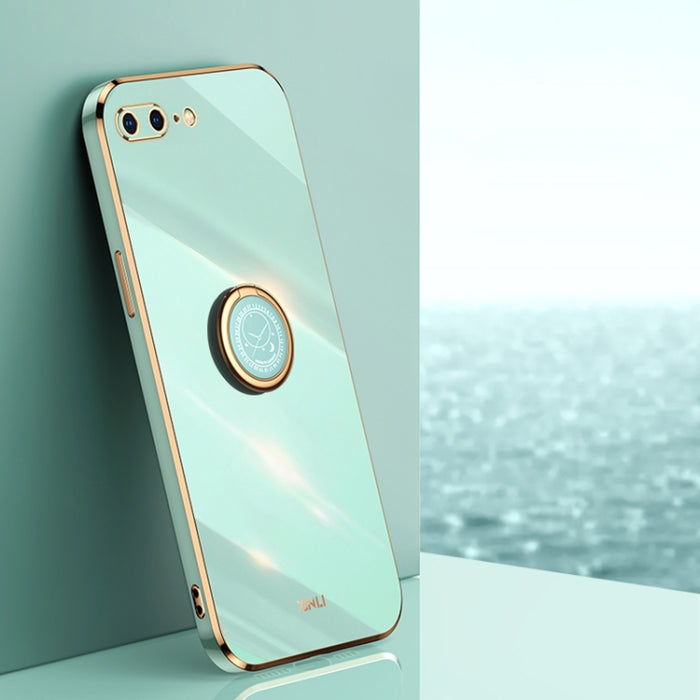 XINLI Straight 6D Plating Gold Edge TPU Estuche a prueba de golpes con soporte para anillo, For iPhone 6 / 6s, For iPhone 6 Plus / 6s Plus, For iPhone 8 Plus / 7 Plus, For iPhone SE 2022 / SE 2020 / 8 / 7, For iPhone 11, For iPhone 11 Pro              ...
