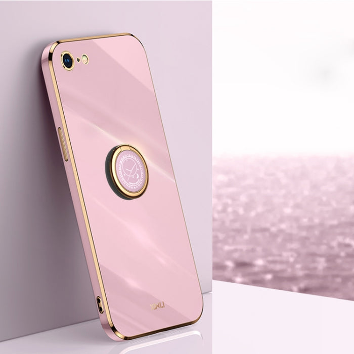 XINLI Straight 6D Plating Gold Edge TPU Estuche a prueba de golpes con soporte para anillo, For iPhone 6 / 6s, For iPhone 6 Plus / 6s Plus, For iPhone 8 Plus / 7 Plus, For iPhone SE 2022 / SE 2020 / 8 / 7, For iPhone 11, For iPhone 11 Pro              ...