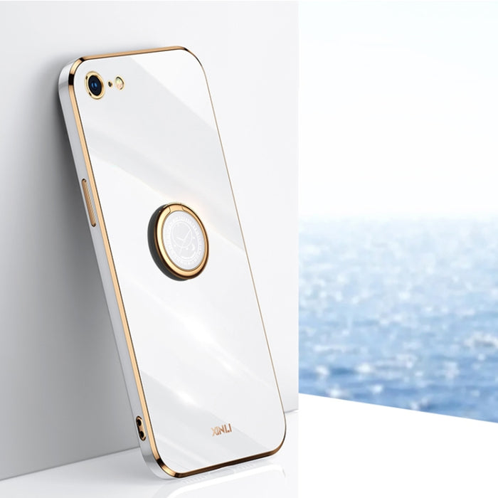 XINLI Straight 6D Plating Gold Edge TPU Estuche a prueba de golpes con soporte para anillo, For iPhone 6 / 6s, For iPhone 6 Plus / 6s Plus, For iPhone 8 Plus / 7 Plus, For iPhone SE 2022 / SE 2020 / 8 / 7, For iPhone 11, For iPhone 11 Pro              ...