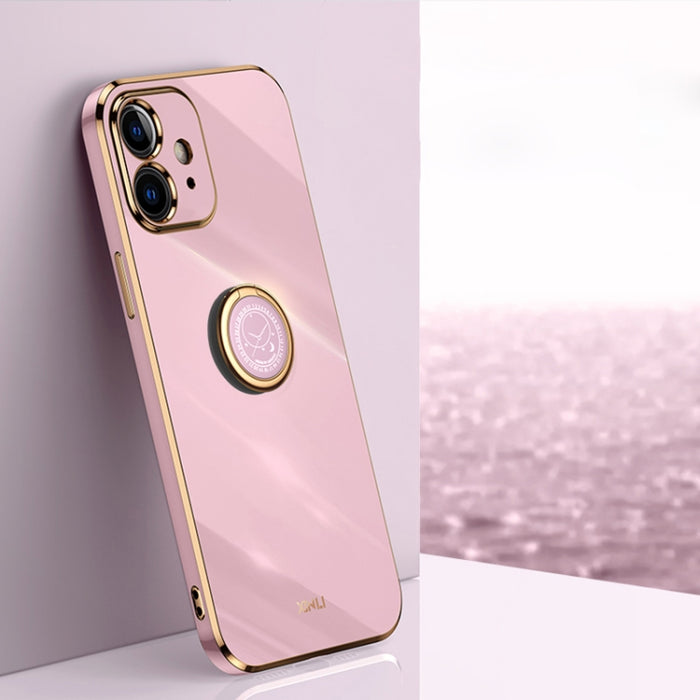XINLI Straight 6D Plating Gold Edge TPU Estuche a prueba de golpes con soporte para anillo, For iPhone 6 / 6s, For iPhone 6 Plus / 6s Plus, For iPhone 8 Plus / 7 Plus, For iPhone SE 2022 / SE 2020 / 8 / 7, For iPhone 11, For iPhone 11 Pro              ...
