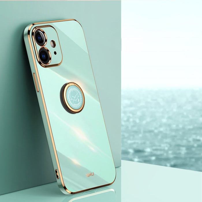 XINLI Straight 6D Plating Gold Edge TPU Estuche a prueba de golpes con soporte para anillo, For iPhone 6 / 6s, For iPhone 6 Plus / 6s Plus, For iPhone 8 Plus / 7 Plus, For iPhone SE 2022 / SE 2020 / 8 / 7, For iPhone 11, For iPhone 11 Pro              ...
