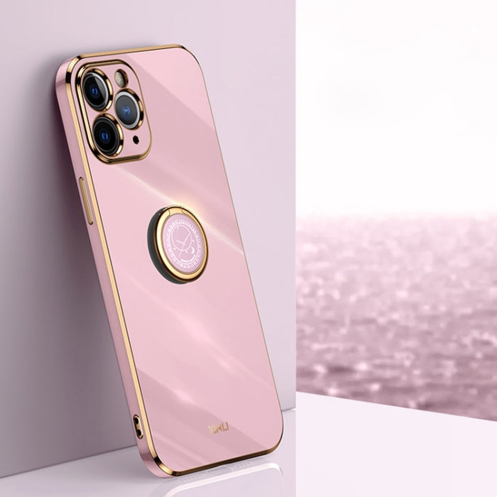 XINLI Straight 6D Plating Gold Edge TPU Estuche a prueba de golpes con soporte para anillo, For iPhone 6 / 6s, For iPhone 6 Plus / 6s Plus, For iPhone 8 Plus / 7 Plus, For iPhone SE 2022 / SE 2020 / 8 / 7, For iPhone 11, For iPhone 11 Pro              ...