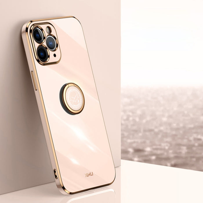 XINLI Straight 6D Plating Gold Edge TPU Estuche a prueba de golpes con soporte para anillo, For iPhone 6 / 6s, For iPhone 6 Plus / 6s Plus, For iPhone 8 Plus / 7 Plus, For iPhone SE 2022 / SE 2020 / 8 / 7, For iPhone 11, For iPhone 11 Pro              ...