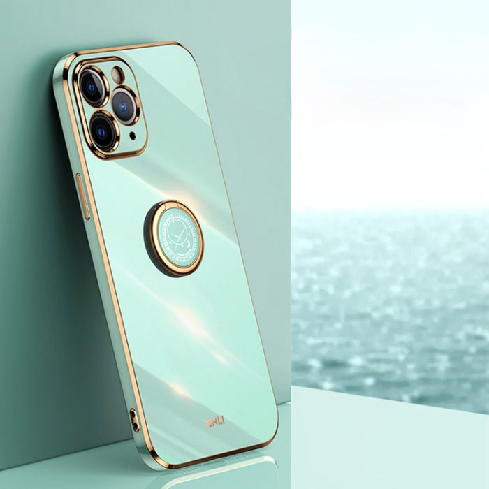 XINLI Straight 6D Plating Gold Edge TPU Estuche a prueba de golpes con soporte para anillo, For iPhone 6 / 6s, For iPhone 6 Plus / 6s Plus, For iPhone 8 Plus / 7 Plus, For iPhone SE 2022 / SE 2020 / 8 / 7, For iPhone 11, For iPhone 11 Pro              ...