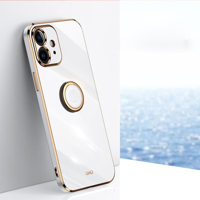 XINLI Straight 6D Plating Gold Edge TPU Estuche a prueba de golpes con soporte para anillo, For iPhone 6 / 6s, For iPhone 6 Plus / 6s Plus, For iPhone 8 Plus / 7 Plus, For iPhone SE 2022 / SE 2020 / 8 / 7, For iPhone 11, For iPhone 11 Pro              ...