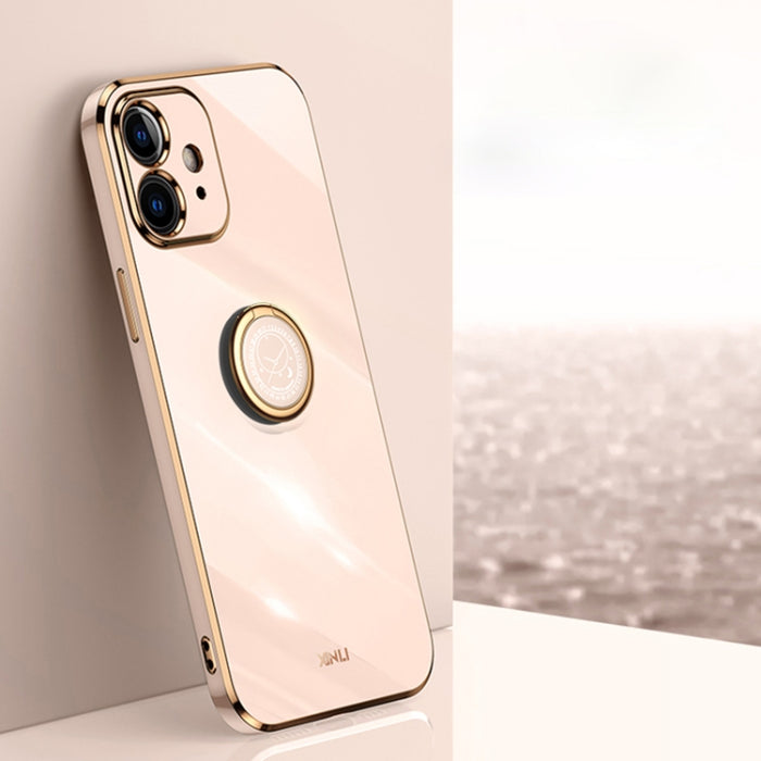 XINLI Straight 6D Plating Gold Edge TPU Estuche a prueba de golpes con soporte para anillo, For iPhone 6 / 6s, For iPhone 6 Plus / 6s Plus, For iPhone 8 Plus / 7 Plus, For iPhone SE 2022 / SE 2020 / 8 / 7, For iPhone 11, For iPhone 11 Pro              ...