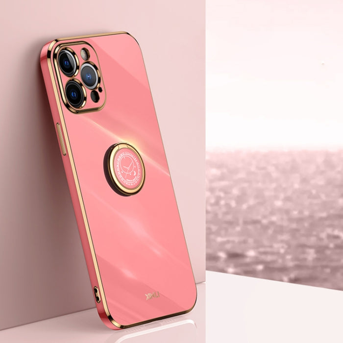 XINLI Straight 6D Plating Gold Edge TPU Estuche a prueba de golpes con soporte para anillo, For iPhone 6 / 6s, For iPhone 6 Plus / 6s Plus, For iPhone 8 Plus / 7 Plus, For iPhone SE 2022 / SE 2020 / 8 / 7, For iPhone 11, For iPhone 11 Pro              ...