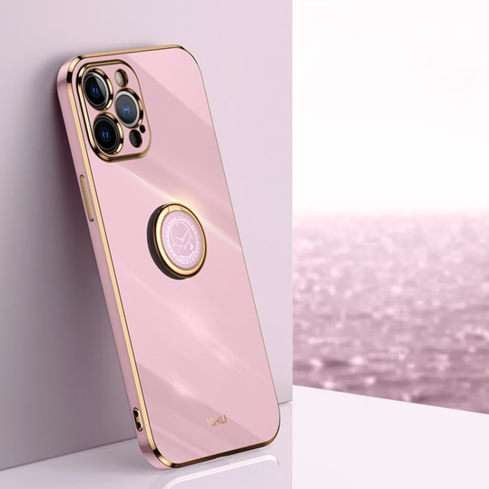 XINLI Straight 6D Plating Gold Edge TPU Estuche a prueba de golpes con soporte para anillo, For iPhone 6 / 6s, For iPhone 6 Plus / 6s Plus, For iPhone 8 Plus / 7 Plus, For iPhone SE 2022 / SE 2020 / 8 / 7, For iPhone 11, For iPhone 11 Pro              ...