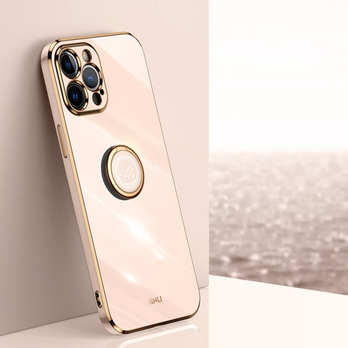 XINLI Straight 6D Plating Gold Edge TPU Estuche a prueba de golpes con soporte para anillo, For iPhone 6 / 6s, For iPhone 6 Plus / 6s Plus, For iPhone 8 Plus / 7 Plus, For iPhone SE 2022 / SE 2020 / 8 / 7, For iPhone 11, For iPhone 11 Pro              ...
