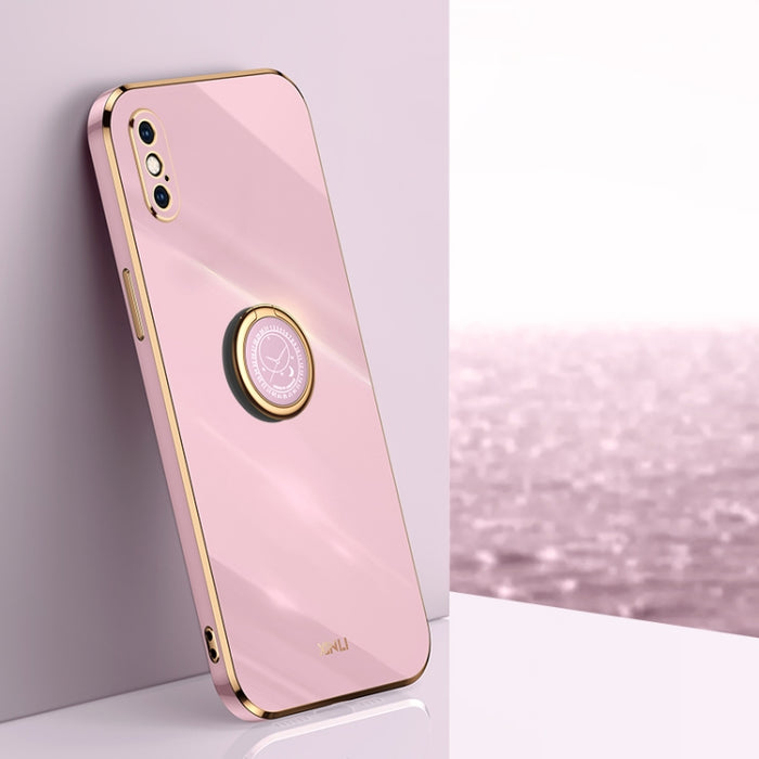 XINLI Straight 6D Plating Gold Edge TPU Estuche a prueba de golpes con soporte para anillo, For iPhone 6 / 6s, For iPhone 6 Plus / 6s Plus, For iPhone 8 Plus / 7 Plus, For iPhone SE 2022 / SE 2020 / 8 / 7, For iPhone 11, For iPhone 11 Pro              ...