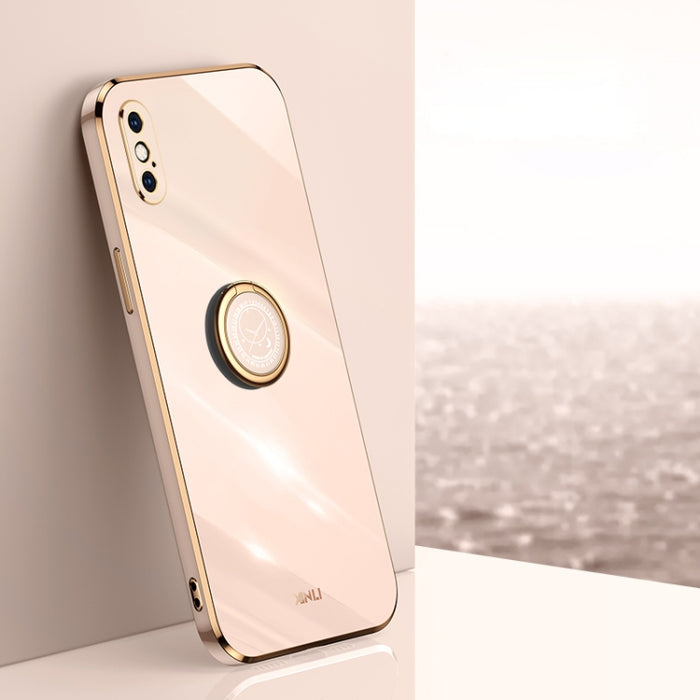 XINLI Straight 6D Plating Gold Edge TPU Estuche a prueba de golpes con soporte para anillo, For iPhone 6 / 6s, For iPhone 6 Plus / 6s Plus, For iPhone 8 Plus / 7 Plus, For iPhone SE 2022 / SE 2020 / 8 / 7, For iPhone 11, For iPhone 11 Pro              ...