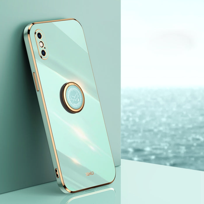 XINLI Straight 6D Plating Gold Edge TPU Estuche a prueba de golpes con soporte para anillo, For iPhone 6 / 6s, For iPhone 6 Plus / 6s Plus, For iPhone 8 Plus / 7 Plus, For iPhone SE 2022 / SE 2020 / 8 / 7, For iPhone 11, For iPhone 11 Pro              ...