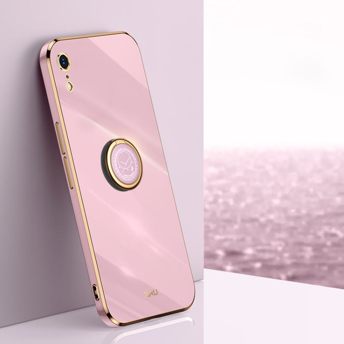 XINLI Straight 6D Plating Gold Edge TPU Estuche a prueba de golpes con soporte para anillo, For iPhone 6 / 6s, For iPhone 6 Plus / 6s Plus, For iPhone 8 Plus / 7 Plus, For iPhone SE 2022 / SE 2020 / 8 / 7, For iPhone 11, For iPhone 11 Pro              ...
