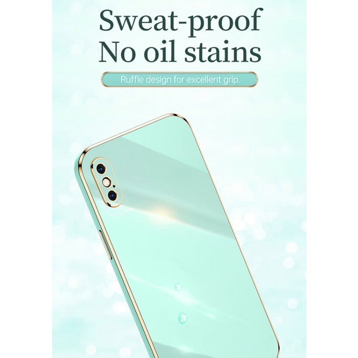 XINLI Straight 6D Plating Gold Edge TPU Estuche a prueba de golpes con soporte para anillo