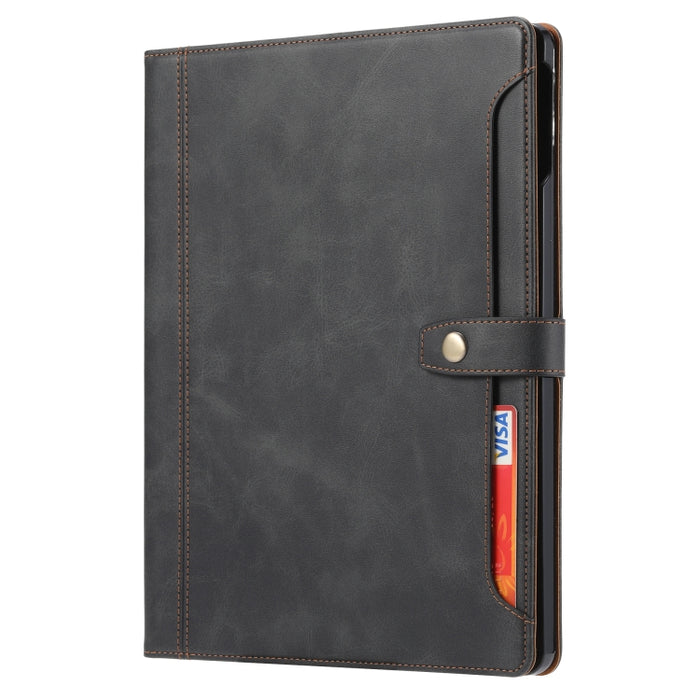 Estuche de cuero con tapa horizontal y cierre doble con textura de becerro con marco de fotos y soporte y ranuras para tarjetas y billetera