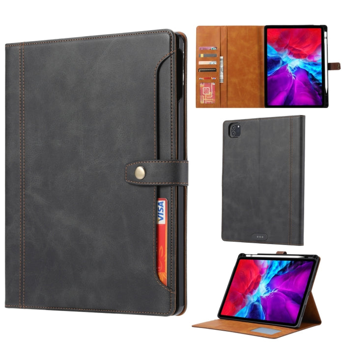 Estuche de cuero con tapa horizontal y cierre doble con textura de becerro con marco de fotos y soporte y ranuras para tarjetas y billetera