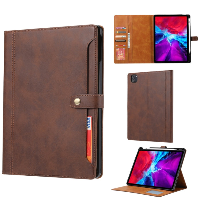Estuche de cuero con tapa horizontal y cierre doble con textura de becerro con marco de fotos y soporte y ranuras para tarjetas y billetera