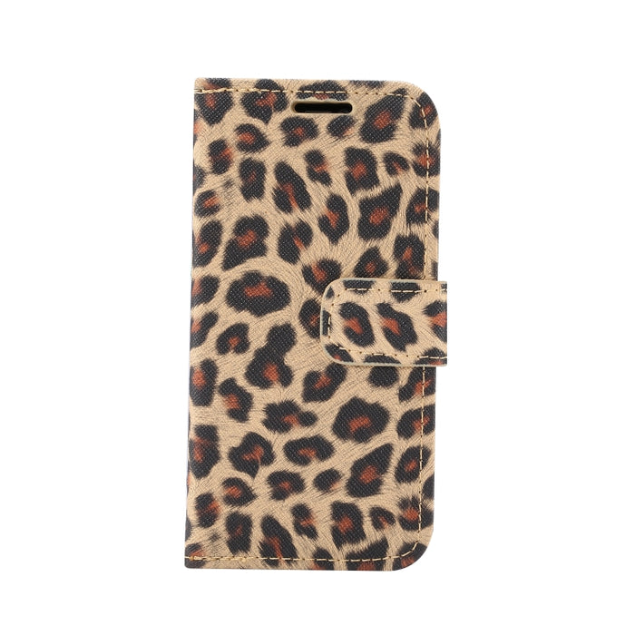 Leopard Pattern Horizontal Flip PC + PU Funda de cuero con soporte y ranuras para tarjetas y billetera