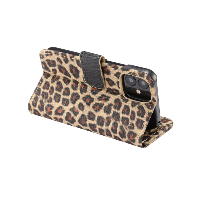 Leopard Pattern Horizontal Flip PC + PU Funda de cuero con soporte y ranuras para tarjetas y billetera