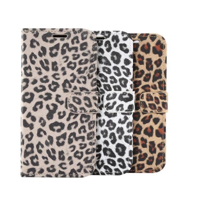Leopard Pattern Horizontal Flip PC + PU Funda de cuero con soporte y ranuras para tarjetas y billetera