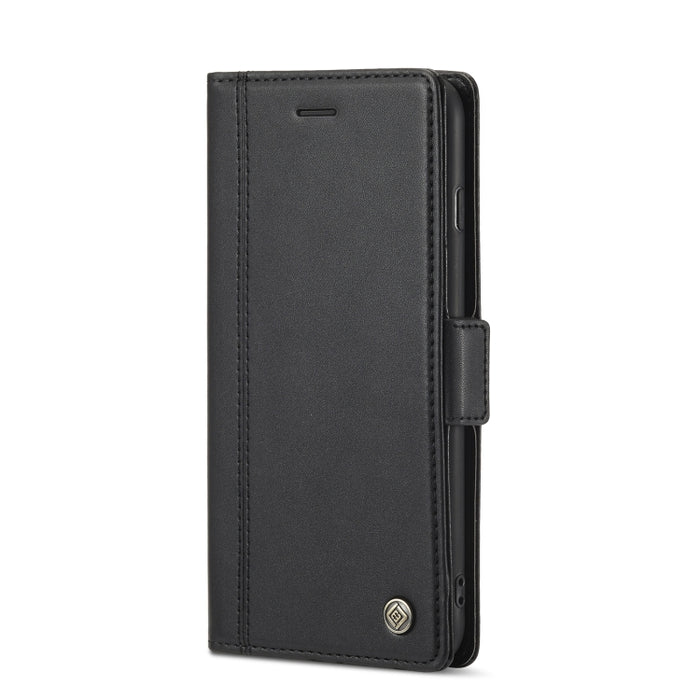 LC.IMEEKE Hebilla magnética PU + TPU Estuche de cuero con tapa horizontal con soporte y ranuras para tarjetas y billetera
