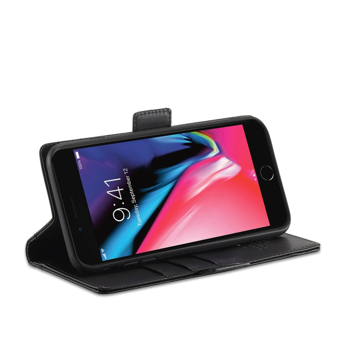 LC.IMEEKE Hebilla magnética PU + TPU Estuche de cuero con tapa horizontal con soporte y ranuras para tarjetas y billetera