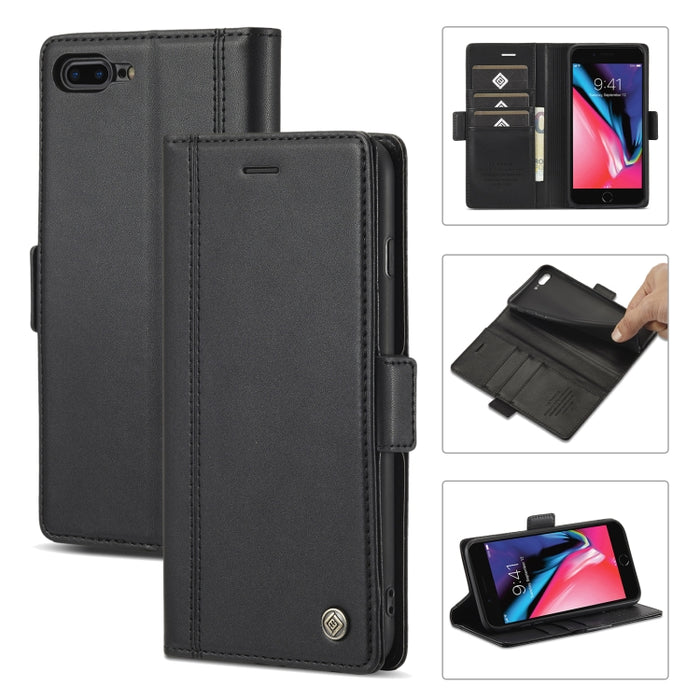 LC.IMEEKE Hebilla magnética PU + TPU Estuche de cuero con tapa horizontal con soporte y ranuras para tarjetas y billetera
