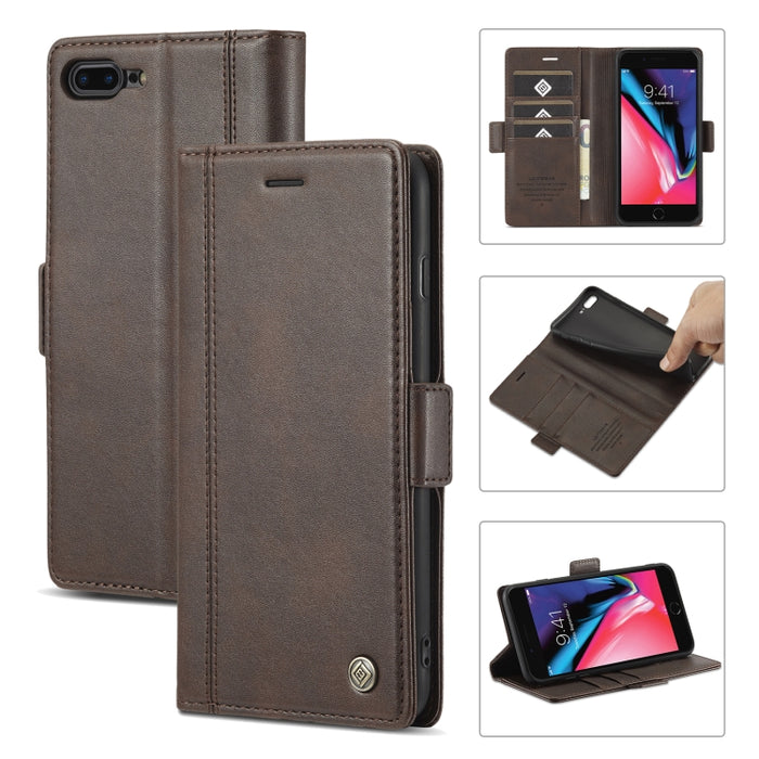 LC.IMEEKE Hebilla magnética PU + TPU Estuche de cuero con tapa horizontal con soporte y ranuras para tarjetas y billetera