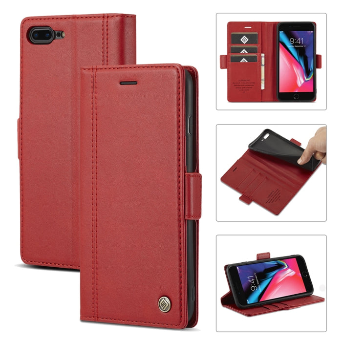 LC.IMEEKE Hebilla magnética PU + TPU Estuche de cuero con tapa horizontal con soporte y ranuras para tarjetas y billetera