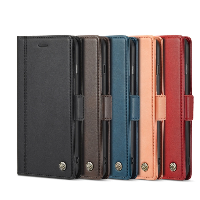 LC.IMEEKE Hebilla magnética PU + TPU Estuche de cuero con tapa horizontal con soporte y ranuras para tarjetas y billetera