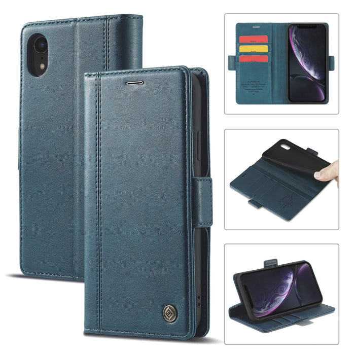 LC.IMEEKE Hebilla magnética PU + TPU Estuche de cuero con tapa horizontal con soporte y ranuras para tarjetas y billetera