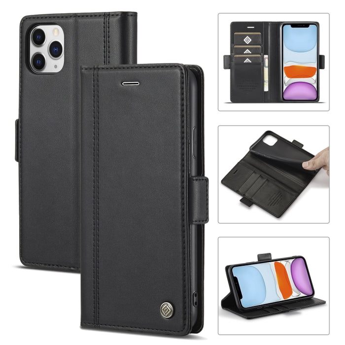 LC.IMEEKE Hebilla magnética PU + TPU Estuche de cuero con tapa horizontal con soporte y ranuras para tarjetas y billetera