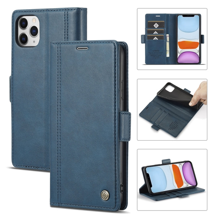 LC.IMEEKE Hebilla magnética PU + TPU Estuche de cuero con tapa horizontal con soporte y ranuras para tarjetas y billetera