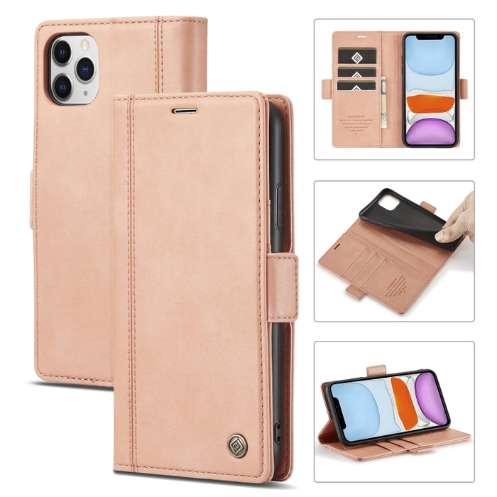 LC.IMEEKE Hebilla magnética PU + TPU Estuche de cuero con tapa horizontal con soporte y ranuras para tarjetas y billetera