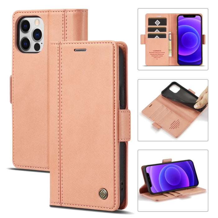 LC.IMEEKE Hebilla magnética PU + TPU Estuche de cuero con tapa horizontal con soporte y ranuras para tarjetas y billetera