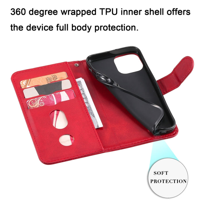 Funda de cuero con tapa horizontal y cremallera con textura de becerro a la moda con soporte y ranuras para tarjetas y función de billetera