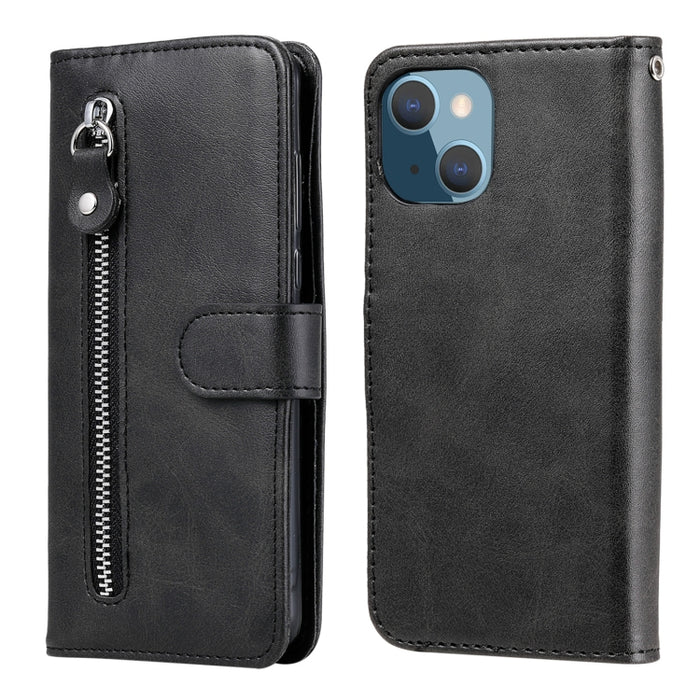 Funda de cuero con tapa horizontal y cremallera con textura de becerro a la moda con soporte y ranuras para tarjetas y función de billetera