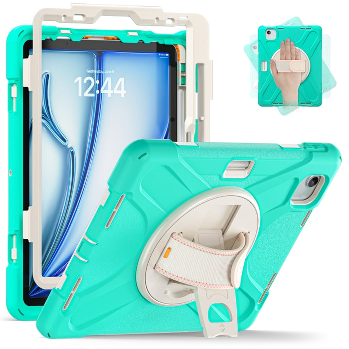 Funda protectora de silicona + PC con soporte y correa para el hombro, For iPad Air 11 2024 / Air 5 10.9 2022 / Air 4 10.9 2020 / Pro 11 2022 /2021 / 2018 / 2020