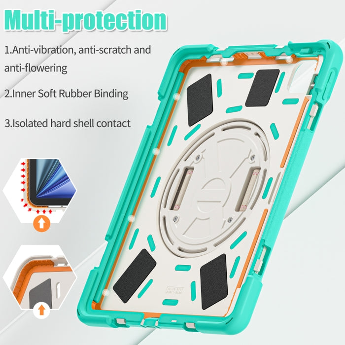 Funda protectora de silicona + PC con soporte y correa para el hombro, For iPad Air 11 2024 / Air 5 10.9 2022 / Air 4 10.9 2020 / Pro 11 2022 /2021 / 2018 / 2020
