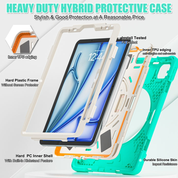 Funda protectora de silicona + PC con soporte y correa para el hombro, For iPad Air 11 2024 / Air 5 10.9 2022 / Air 4 10.9 2020 / Pro 11 2022 /2021 / 2018 / 2020